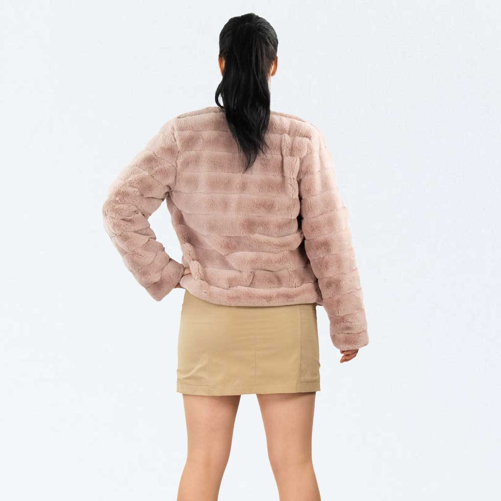 Parisian Pink Mink Effect Pelted Faux Fur Jacket