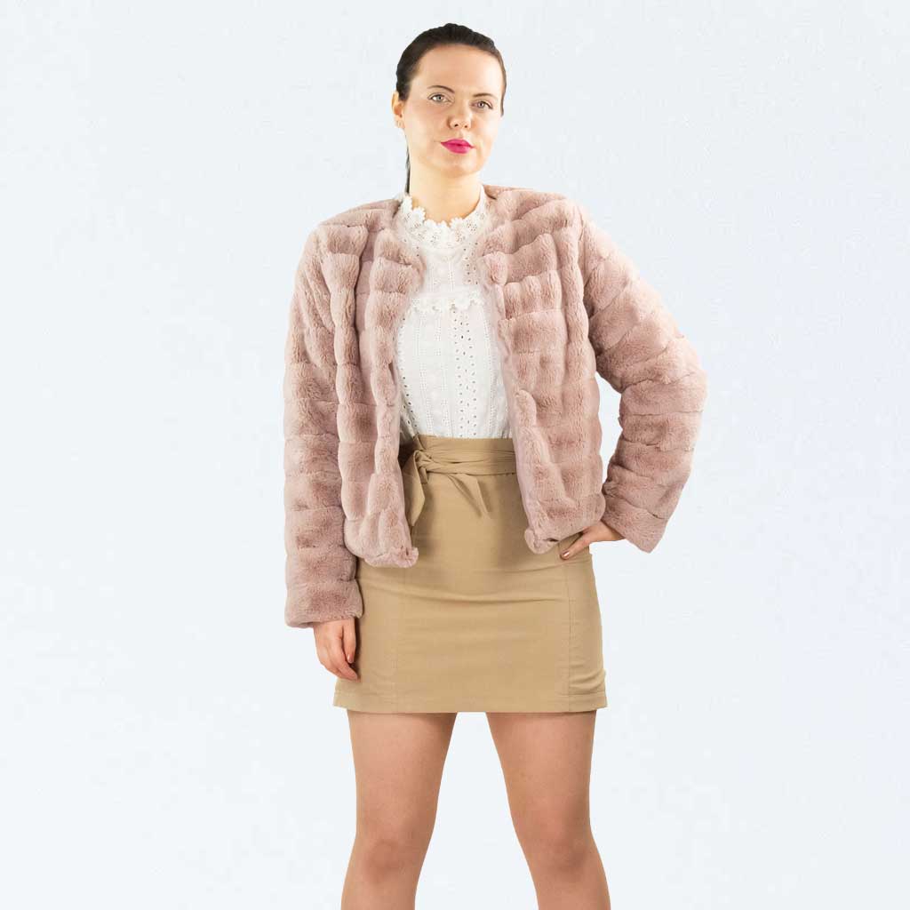 Parisian Pink Mink Effect Pelted Faux Fur Jacket