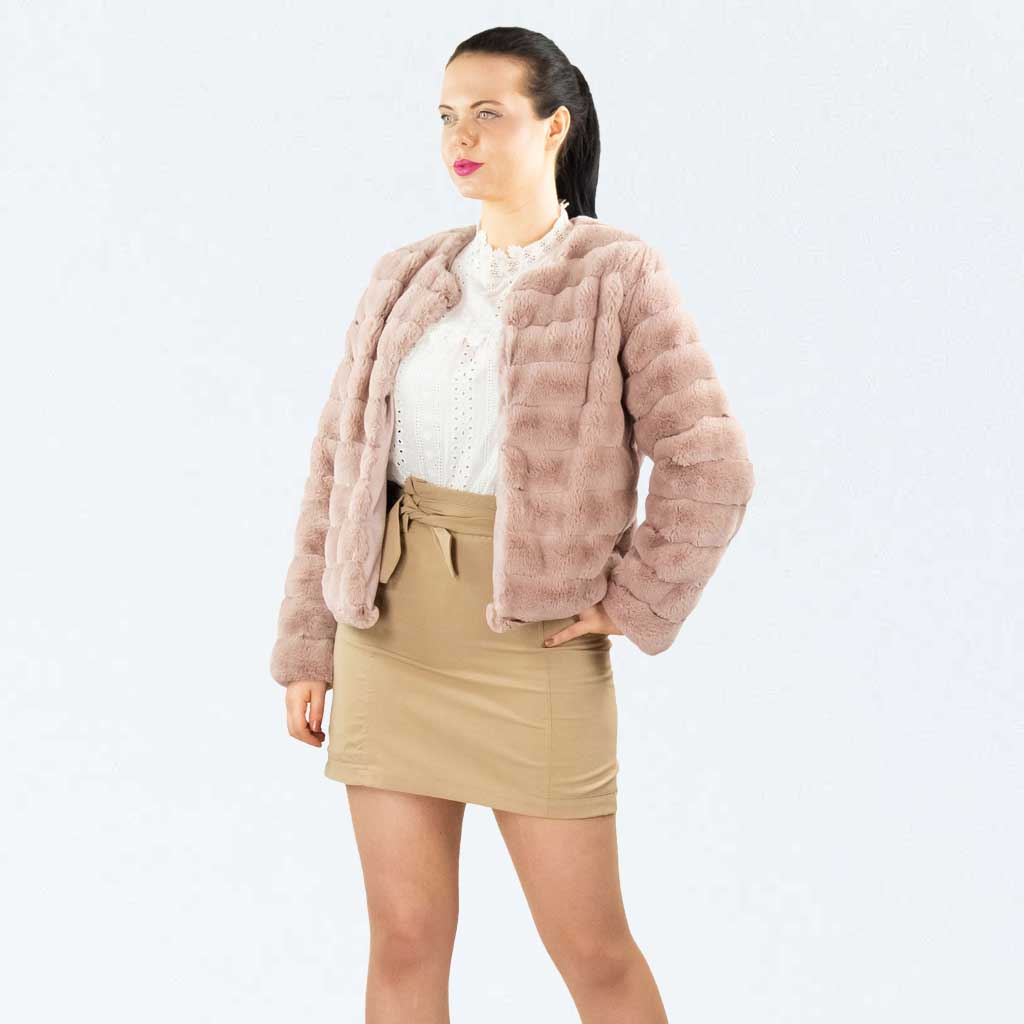 Parisian Pink Mink Effect Pelted Faux Fur Jacket