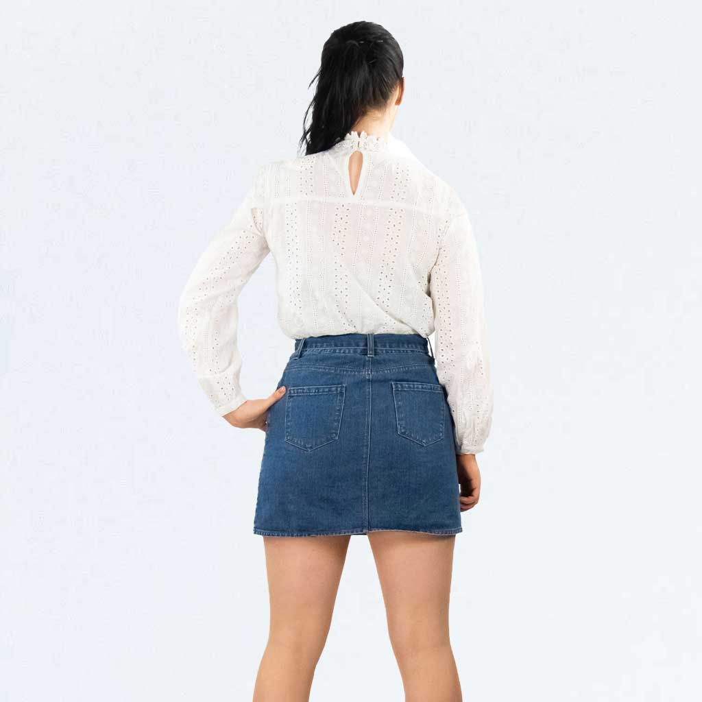 Urban Bliss A-line Denim Tie Up Waist Mini Skirt