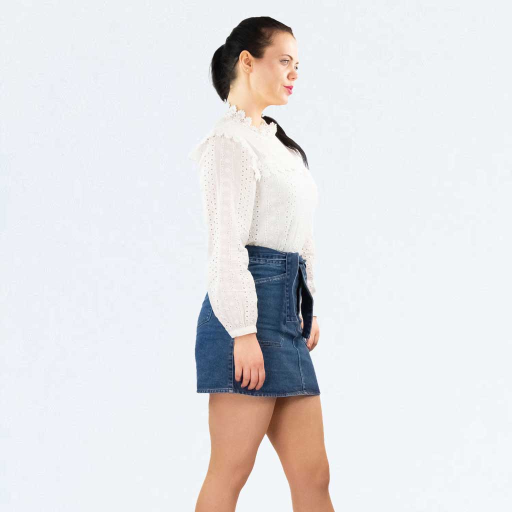 Urban Bliss A-line Denim Tie Up Waist Mini Skirt