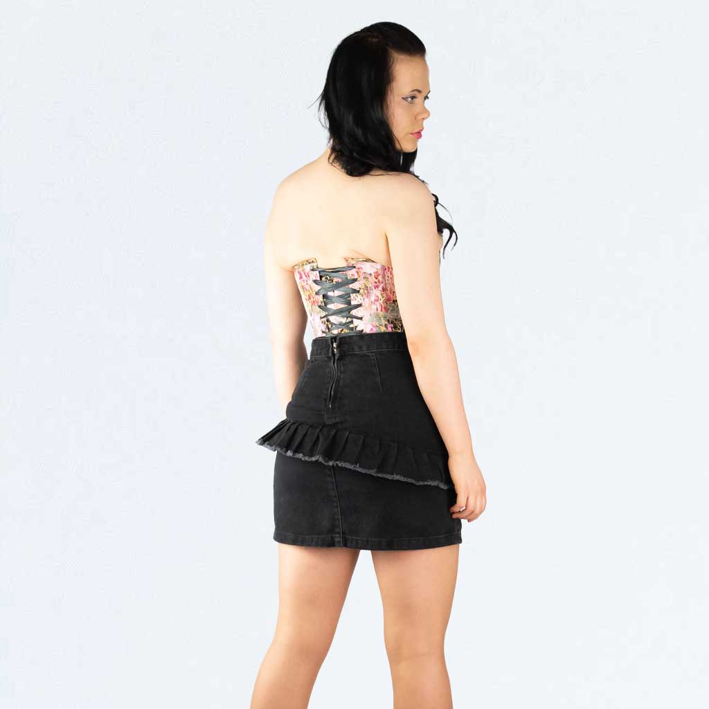 Urban Bliss Black Denim Peplum Distressed Mini Skirt