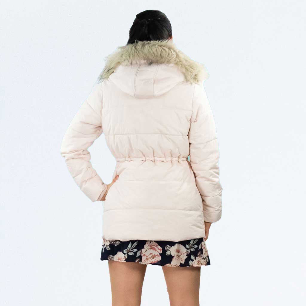 Urban Bliss Pink Faux Fur Trim Long Line Hooded Parka Coat